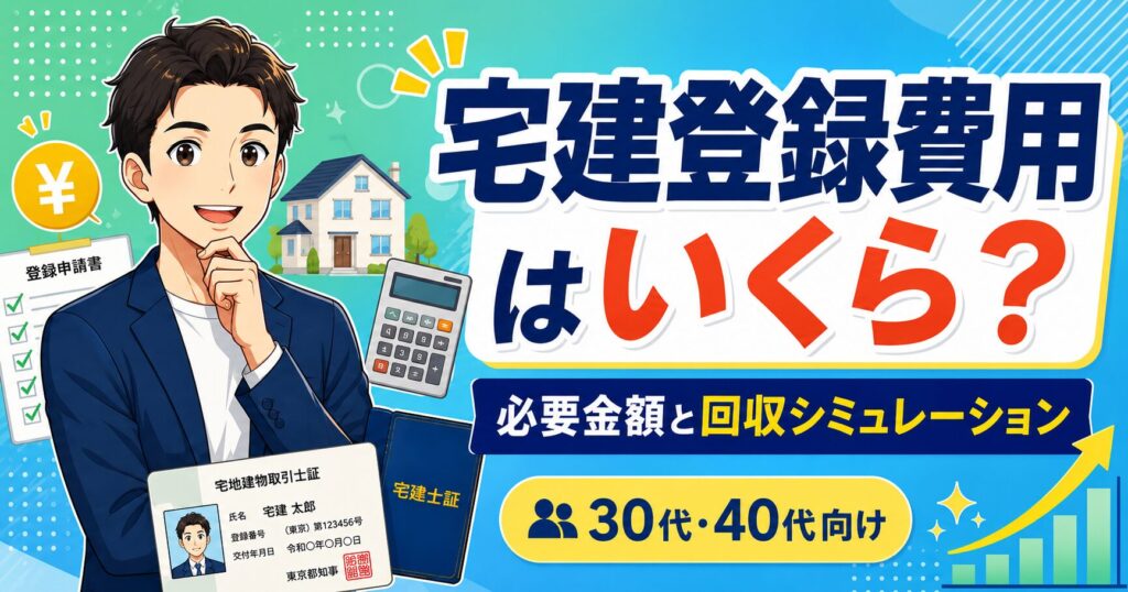 宅建登録費用はいくら？30代・40代が知っておくべき必要金額と回収シミュレーション