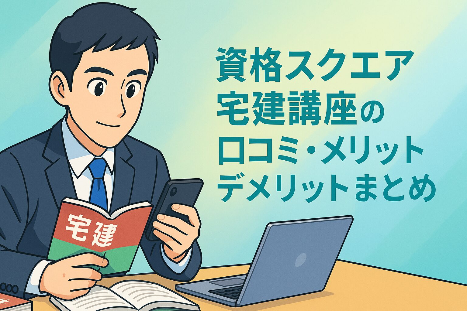 96 資格スクエア宅建講座の口コミ・メリットデメリットまとめ|スマホ学習は本当に効果的?